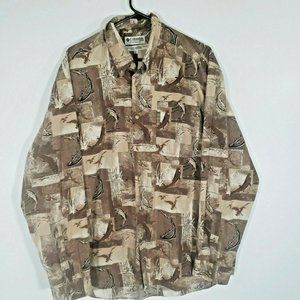 Columbia Men's  Long Sleeve Fishing Outdoor Shirt Size L Brown Tan Button Up‎